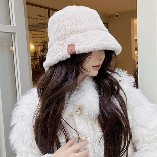 时尚兔毛渔夫帽女韩版ins秋冬季新款个性保暖防寒豹纹时髦盆帽 商品图1