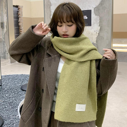 韩系ins潮款洋气软糯纯色百搭羊毛围巾个性秋冬季保暖披肩围脖 商品图3