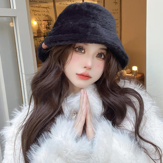 时尚兔毛渔夫帽女韩版ins秋冬季新款个性保暖防寒豹纹时髦盆帽 商品图2