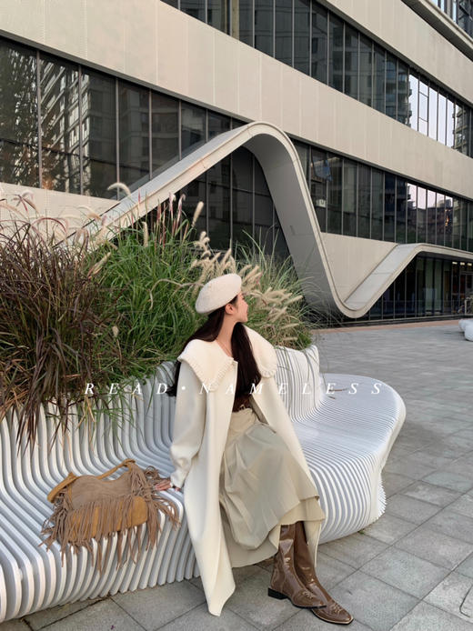 Read Nameless /白色100%全羊毛双面呢大衣 商品图11