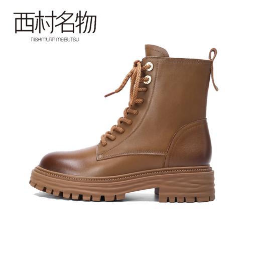 西村名物22年冬新款【帅气】马丁靴交叉系带圆头短靴45311 商品图3