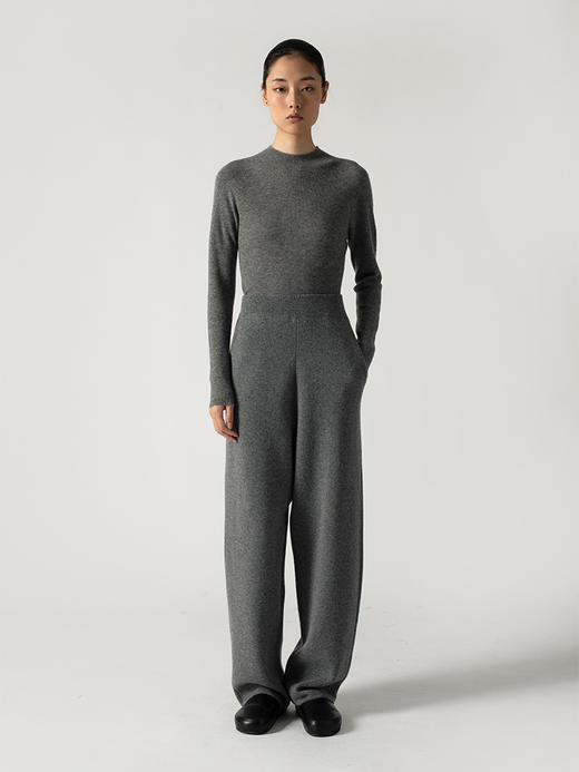 322工房重磅挺括质感羊毛羊绒针织裤2022年秋冬款加厚直筒拖地裤 商品图0