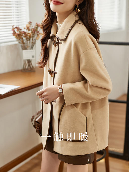 【149元福袋，不支持退换】熙世界毛呢外套女设计感秋冬款复古减龄英伦学院风牛角扣大衣 商品图1