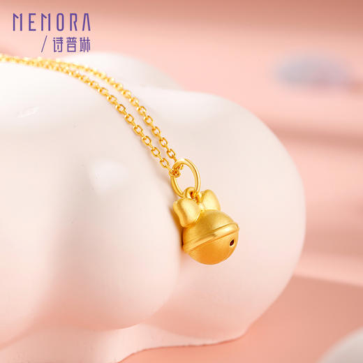 蝴蝶结铃铛吊坠3D硬金女款黄金项链足金单挂坠MEMORA诗普琳 HPE01201（线上专供） 商品图10