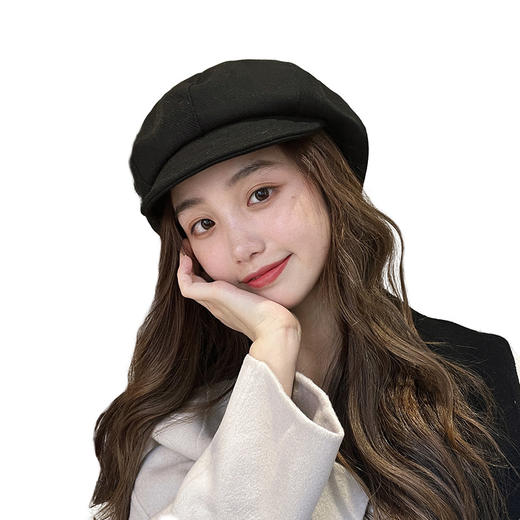 秋冬帽子新款女贝雷帽复古小众大头围反戴英伦时尚一帽三戴八角帽 商品图4