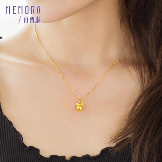 蝴蝶结铃铛吊坠3D硬金女款黄金项链足金单挂坠MEMORA诗普琳 HPE01201（线上专供） 商品图6
