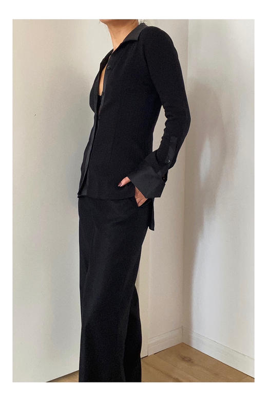 LCM｜Dark Queen Shirt 真丝撞边衬衫 [黑] 商品图3