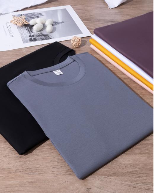 简约挺括 ｜190g高端多色双面丝光棉长袖棉T/白T （3件包邮） 商品图3