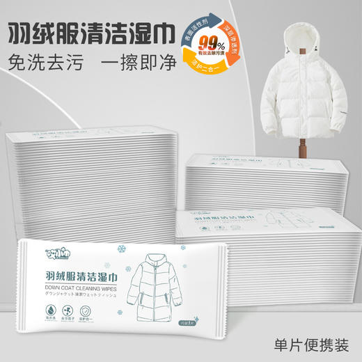 「100片装！免洗去污」多功能清洁羽绒服湿巾 居家日用渍擦拭棉衣皮衣干洗去油擦鞋湿纸巾清洁工具 商品图0