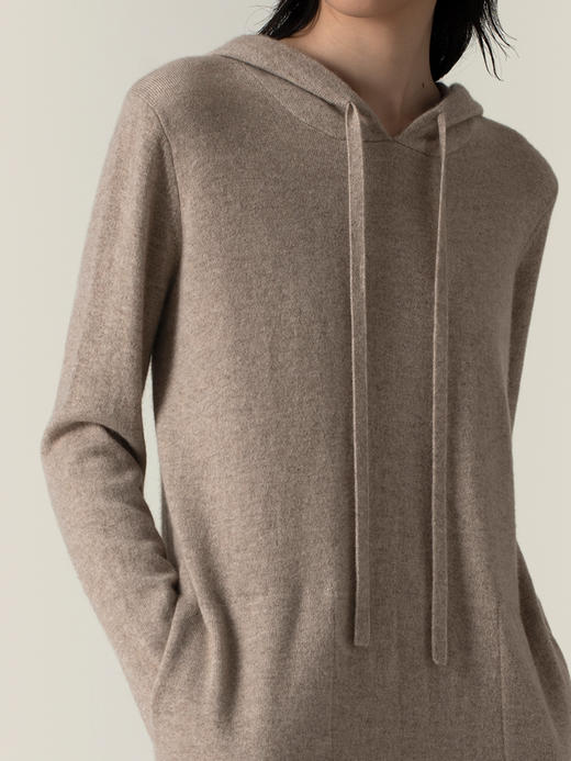 322工房悠闲羊绒裙女2022新款秋冬连帽宽松中长款针织长连衣裙子 商品图2