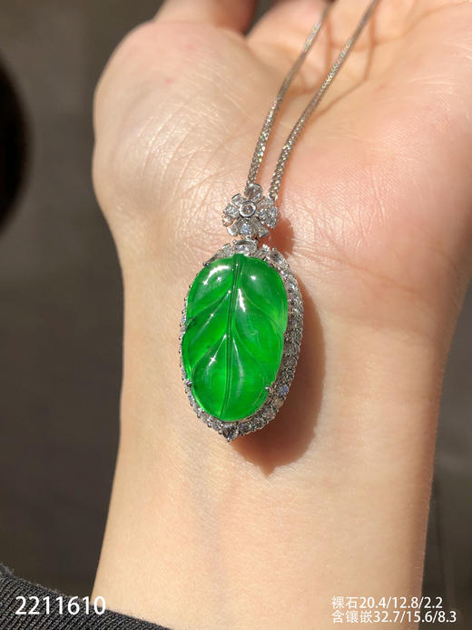 2211610，老坑高冰艳绿叶子吊坠。具体价格微信咨询 商品图5