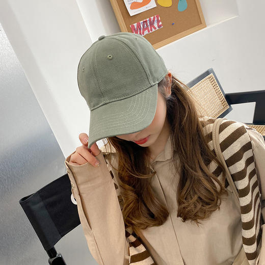 四季情侣帽子女日系复古侧贴布纯色棒球帽简约休闲春夏遮阳帽软顶鸭舌帽男 商品图2