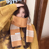 秋冬新款柔软韩国ins拼色条纹围巾韩版复古长款冬季保暖针织围脖 商品缩略图2