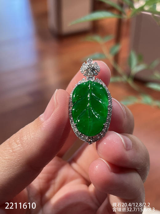 2211610，老坑高冰艳绿叶子吊坠。具体价格微信咨询 商品图1