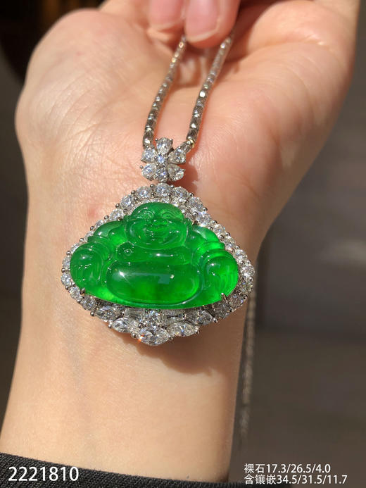 2221810，老坑高冰艳绿佛公吊坠。具体价格微信咨询 商品图5