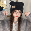 秋冬季新款护耳显脸小毛绒帽子女保暖可爱熊耳套头帽萌趣小熊盆帽 商品缩略图2