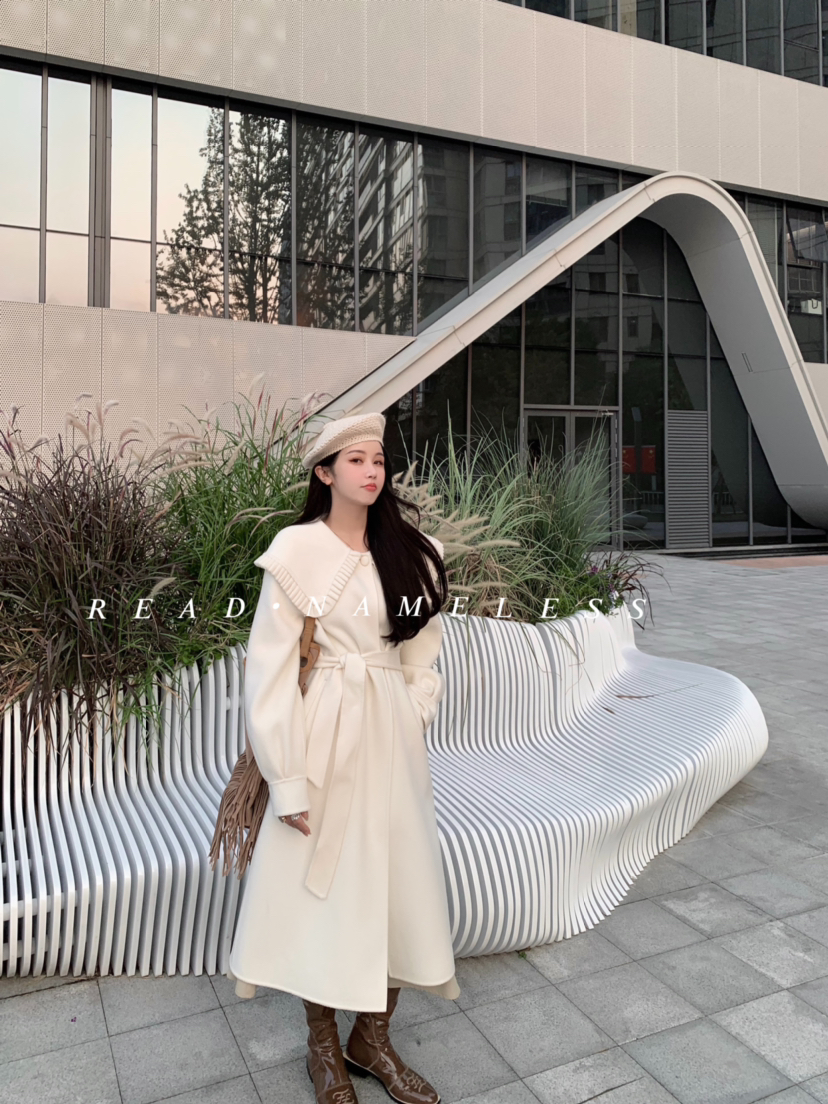 Read Nameless /白色100%全羊毛双面呢大衣