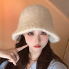 帽子女兔毛渔夫帽日系百搭冬季保暖遮脸盆帽防寒毛绒水桶帽显脸小 商品缩略图3