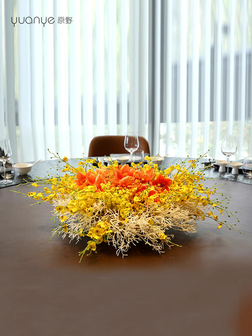 酒店圆桌中间高档摆花新中式高档餐桌花包厢高端仿真花艺假花摆件 商品图4