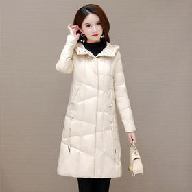 QYM DN228879-Y羽绒服中长款加厚保暖连帽外套