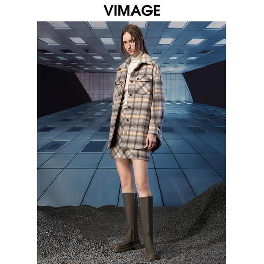 VIMAGE纬漫纪冬季新款复古宽松大衣外套V1814417 商品图1