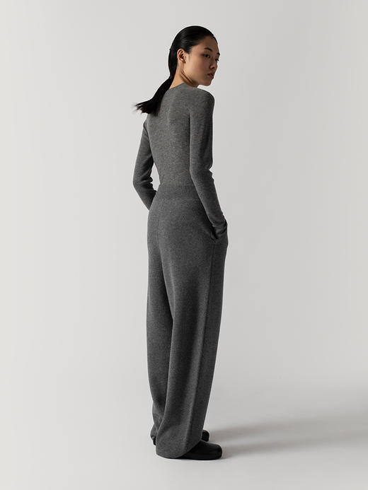 322工房重磅挺括质感羊毛羊绒针织裤2022年秋冬款加厚直筒拖地裤 商品图2