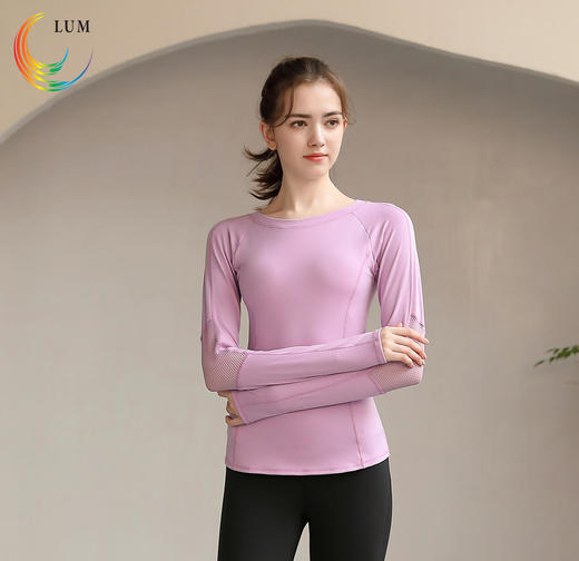 LUM39771露檬新款瑜伽长袖双面磨毛面料 商品图0