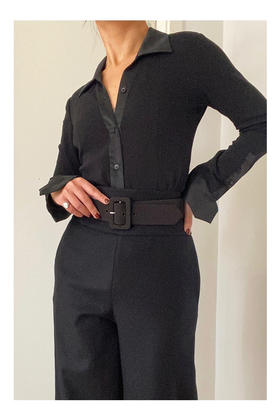 LCM｜Dark Queen Shirt 真丝撞边衬衫 [黑]