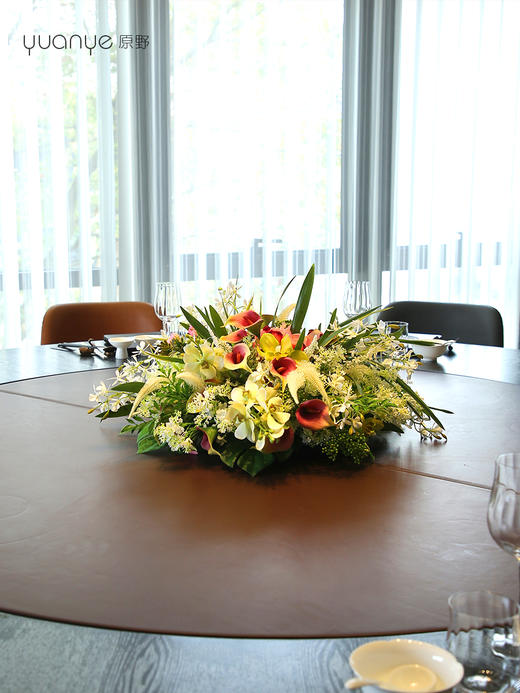 酒店圆桌中间高档摆花新中式高档餐桌花包厢高端仿真花艺假花摆件 商品图2