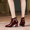 尖头及裸靴女，秋冬新款粗跟短靴JQR-G3622 商品缩略图1