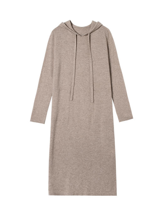 322工房悠闲羊绒裙女2022新款秋冬连帽宽松中长款针织长连衣裙子 商品图4