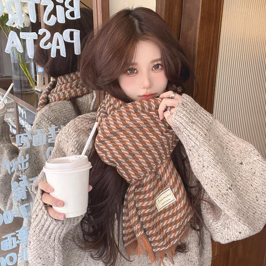 韩版ins秋冬新款千鸟格围巾时尚百搭保暖学生围脖男女潮流披肩 商品图2