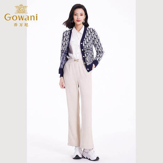 乔万尼休闲裤女秋冬新款宽松直筒高腰显瘦浅色长裤EF4F213 商品图1