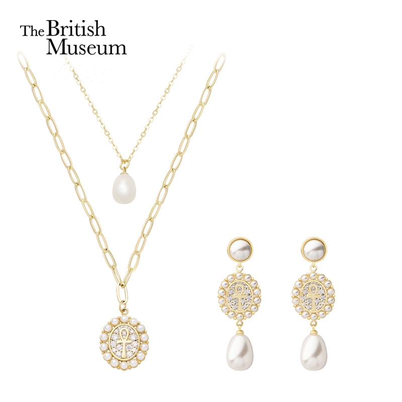 大英博物馆埃及系列安卡淡水珍珠系列珍珠毛球首饰项链耳环发夹抓夹