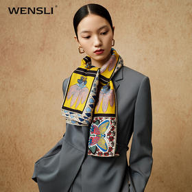 Wensli双面印花丝羊毛围巾-飞花令