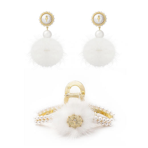 大英博物馆埃及系列安卡淡水珍珠系列珍珠毛球首饰项链耳环发夹抓夹 商品图4