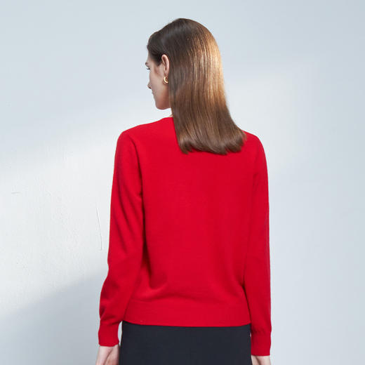 METTE羊绒世家女士羊绒衫2022秋冬新品红色针织开衫时尚通勤毛衣 商品图4