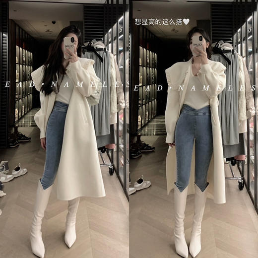 Read Nameless /白色100%全羊毛双面呢大衣 商品图4