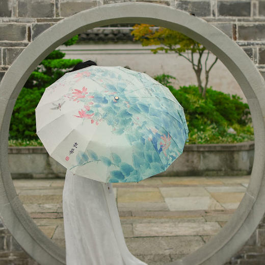 羽诗制造出品 鲍海斌老师原作凝翠16骨晴雨伞 商品图0