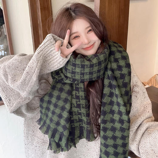 秋冬季新款围巾女韩版ins千鸟格2022冬季百搭学生披肩保暖围脖男 商品图3