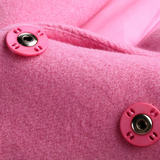 欧芮儿2016女装秋季新款长袖翻领撞色羊毛修身中长款暗扣毛呢外套 商品图2