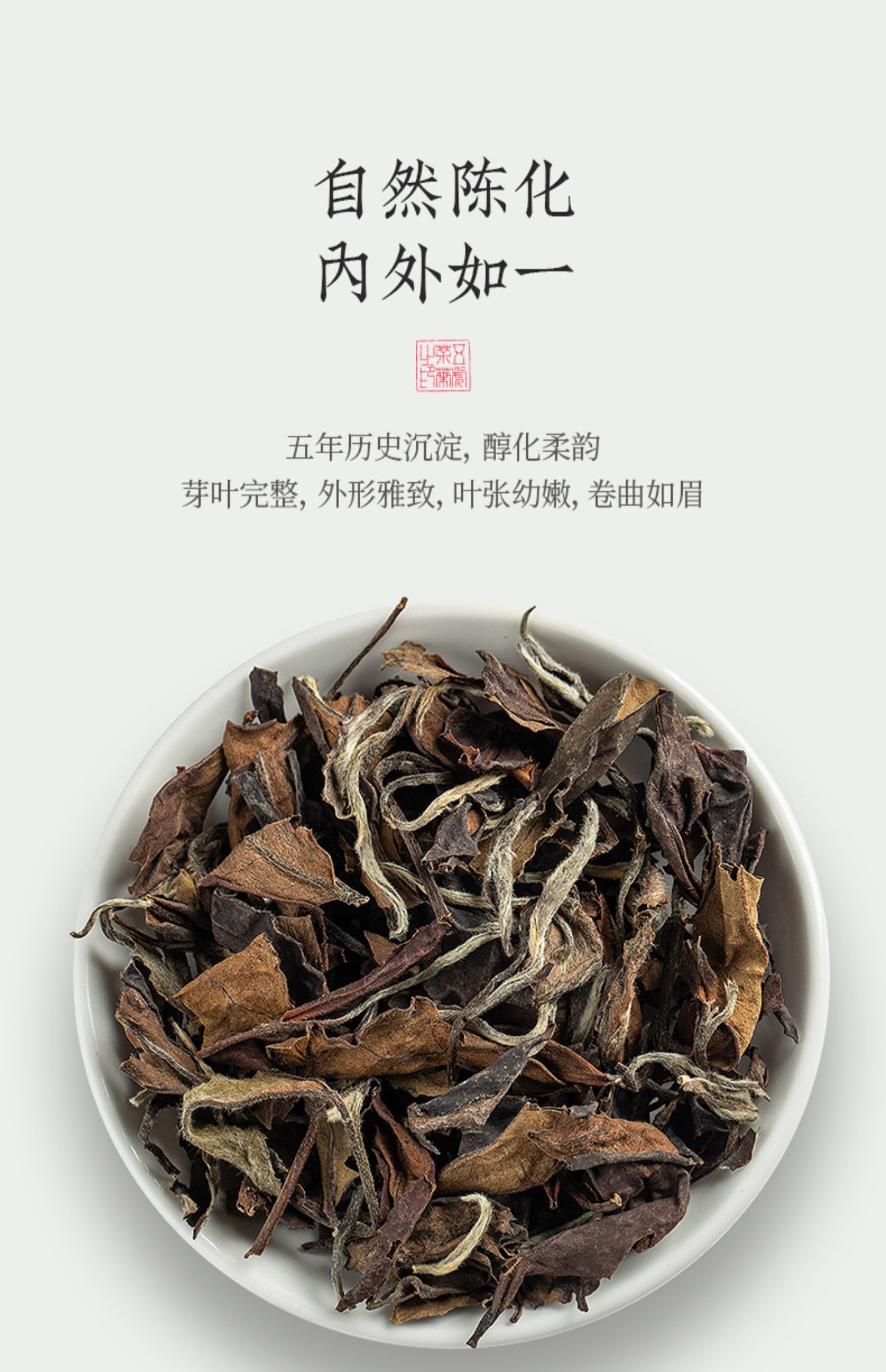 五虎茶叶白茶福鼎白茶陈年老寿眉5年陈君藏老白茶500g