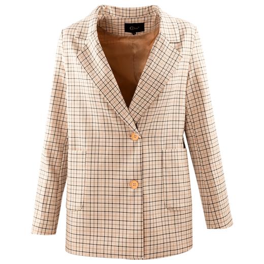 欧芮儿2020春新品双排扣格子小西装气质宽松显瘦西服外套女上衣 商品图3