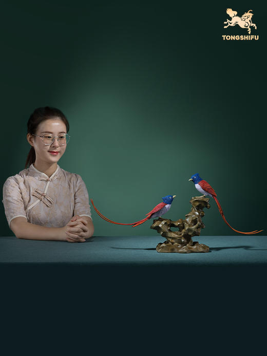 铜师傅 全铜摆件《铜师傅百鸟集》之寿带鸟 家居饰品客厅桌面摆件 商品图4