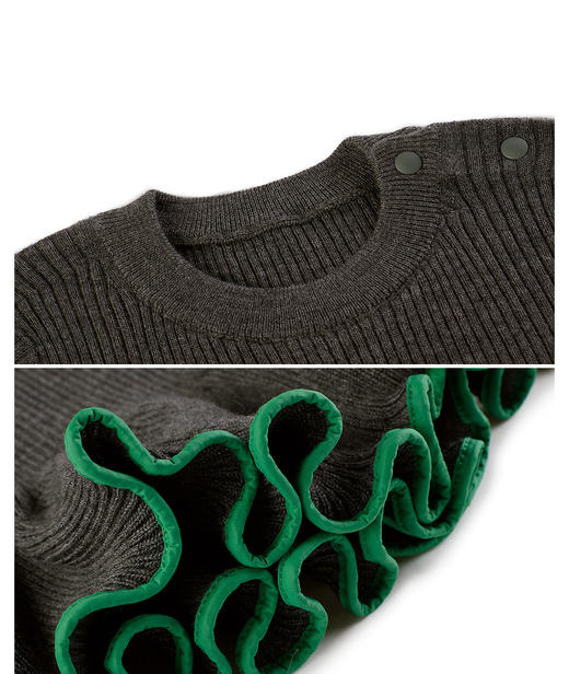 JNBY   22年冬款  喇叭花边长袖毛衫连衣裙  YMAG10720 商品图4