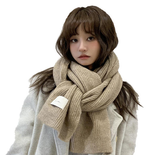 韩系ins潮款洋气软糯纯色百搭羊毛围巾个性秋冬季保暖披肩围脖 商品图4