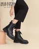 西村名物22年冬新款【帅气】马丁靴交叉系带圆头短靴45311 商品缩略图4
