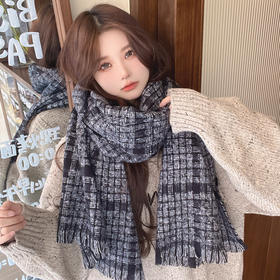 百搭时尚新款韩版ins潮流千鸟格保暖围巾女披肩两用加厚流苏围脖
