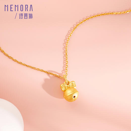 蝴蝶结铃铛吊坠3D硬金女款黄金项链足金单挂坠MEMORA诗普琳 HPE01201（线上专供） 商品图9
