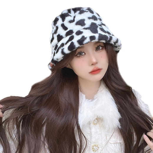 时尚兔毛渔夫帽女韩版ins秋冬季新款个性保暖防寒豹纹时髦盆帽 商品图4
